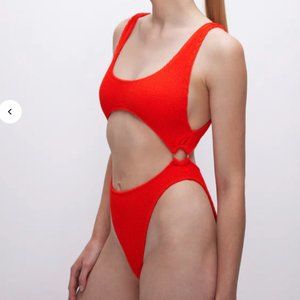 NWT Good American Always Fits Monokini Red Bright Poppy L/XL